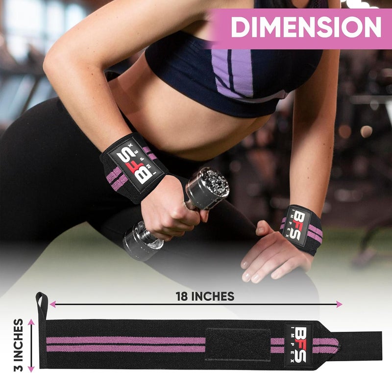 BFS IMPEX Wrist Wraps for Weightlifting,18” Premium Quality Wrist Straps for Weightlifting,Weight Lifting Wrist Wraps with Thumb Loop for Curls Dips,Powerlifting Weight Training Men Women - Image 5